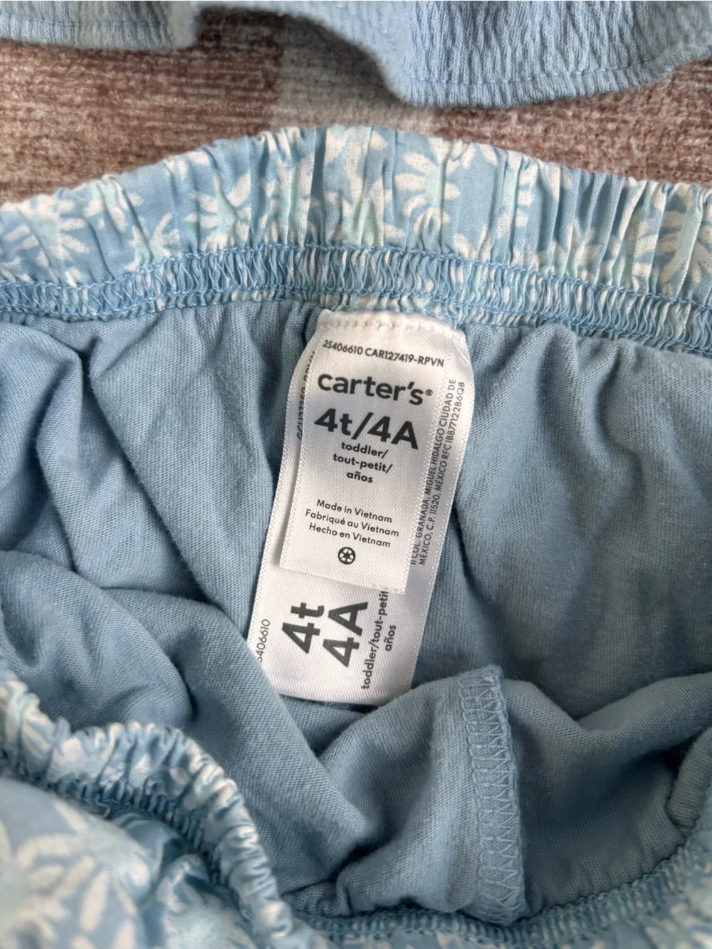 4T Carters: Light Blue Chambray Girls' Ruffle Tank and Floral Skirt w/undershort